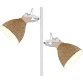 Globo Vloerlamp Lyndon wit met rotan