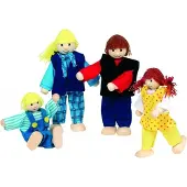 Goki Houten buigpopjes set jong gezin 10-12cm