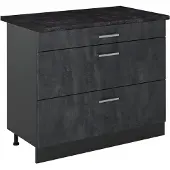 Vicco Keukenonderkast R-Line Zwart beton/Antraciet 100 cm antraciet werkblad, Model 71579