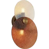 QAZQA Art Deco wandlamp donker brons met amber glas 2-lichts - Text