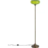 QAZQA Retro vloerlamp donker brons met groene glazen kap 150cm - Glaze