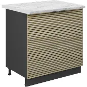 Vicco Keukenonderkast Fame-Line Eiken paneel/Antraciet 80 cm marmer werkblad, Model 51303