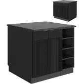 Vicco Keukeneiland Fame-Line Zwart gestreept 90 cm zonder werkblad, Model 51026
