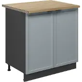 Vicco Keukenonderkast Fame-Line Licht blauw-grijs/Antraciet 80 cm goudkleurig eiken werkblad, Model 50644