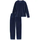 Schiesser Pyjama ' Casual Velour ' donkerblauw