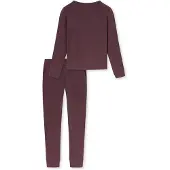 Schiesser Pyjama ' Selected Premium Warming ' donkerbruin / bordeaux