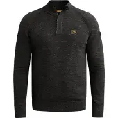 PME Legend Trui 'Pullover with half-zip and raglan sleeves' zwart