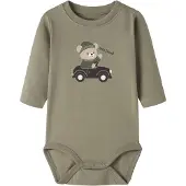 Name it Rompertje/body 'NBMOSMAR' beige / olijfgroen / wit