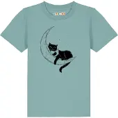 Watabout.kids Shirt ' Katze auf dem Mond ' turquoise
