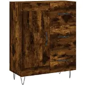 vidaXL Hoge kast 69,5x34x180 cm bewerkt hout gerookt eikenkleurig