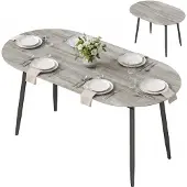 HOMCOM Extendable Dining Table-MDF-120-160 x 80 x 75 cm-Grau