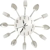 vidaXL Wandklok met lepel- en vorkdesign, zilverkleurig, 31 cm, aluminium