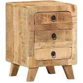vidaXL Nachtkastje 37x32x50 cm massief ruw mangohout