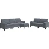 vidaXL 3-delige Loungeset met kussens en bolsters fluweel donkergrijs