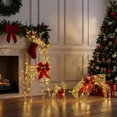 vidaXL Kerstdecoratie rendierfamilie 3 st 200 LED's Warmwit