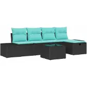 vidaXL Set van 5 tuinmeubels, polyrotan