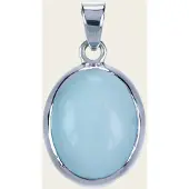 MOOYE ® - Collectie Zilveren Chalcedoon aqua edelsteen ovaal glad - 2 kettinghanger