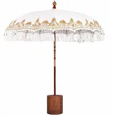 vidaXL Balinese parasol met basis Crème en bruin Ø 210-220 cm