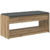 vidaXL Schoenbank met kussen Artisanaal eiken 103 x 38 x 45 cm
