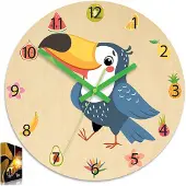 ModernClock Moderne wandklok Tukan voor de kinderkamer - stil quartz uurwerk