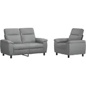 vidaXL Bankstel 2 pcs Lichtgrijs Stof