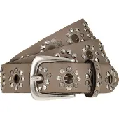 B.belt Studded belt Leder 85 cm grijs