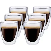 Maxxo Set van 6 Thermische Mokken 235ml - Dubbelwandig Glas
