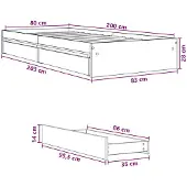 vidaXL Bedombouw met opslag Grijs Sonoma 80 x 200 cm Bewerkt hout