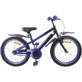 vidaXL Kinderfiets, 18 inch, geschikt voor kinderen van 5-7 jaar, blauw en zwart