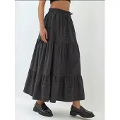 Hiccups for Kids Elastische Taille Gecontroleerde Geknoopte Laagjes Maxi Rok
