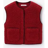 Sissy-Boy Lichtrode Wollen Teddy Gilet | Maat: 134-140