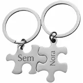 Yehwang Sleutelhanger Set Puzzelstukjes met Namen Zilver