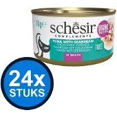 Schesir 24x - Complementary - Kattenvoer - Bouillon in blik - Tonijn & Zeebrasem - 70g