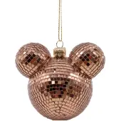 Disney Kerstbal plastic Mickey oren disco koper 8,5 cm