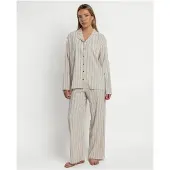 Admas Dames Pyjama Open Lange Mouw – Ecru - S