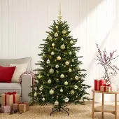 vidaXL Kunstkerstboom met kerstbal 150 cm 150 LED's Warmwit
