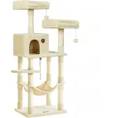 Feandrea Krabpaal, 143 cm, 2 comfortabele uitkijkplatforms, beige