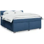 vidaXL Boxspring met matras stof blauw 180x200 cm
