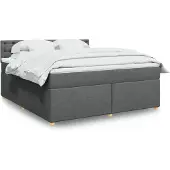 vidaXL Boxspring met matras stof donkergrijs 180x200 cm