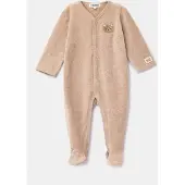 Woody Baby Kruippakje Baby Bear – Velours – Met Voetjes – Beige - 12 maand
