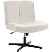 HOMCOM Fauteuil, draaibaar, met verstelbare hoogte, loungefauteuil met fluweellook, crèmekleurig
