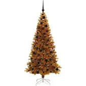 vidaXL Kerstboom met 300 LED met standaard Goud 180 cm PET