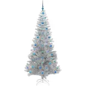 vidaXL Kerstboom met 300 LED met standaard Zilver 210 cm PET