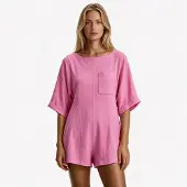 Imily Bela Dames Losse Playsuit met Korte Mouwen en Borstzak