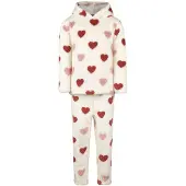 Charlie Choe pyjama met teddy details en hartjes - wit Meisjes Polyester Capuchon - maat 158/164