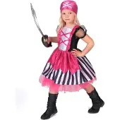 Vegaoo - Roze doodskop piraten kostuum voor meisjes