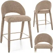 Signal Beige Stoffen Barstoel met Rugleuning FLO H-2 - Stijlvol Keukenmeubel