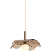 QAZQA Design hanglamp donker brons met ribbel glas - Kemner