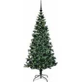 vidaXL - Kunststof - Voorverlichte - Kerstboom - Groen - 180 - cm - PVC - en - Metalen