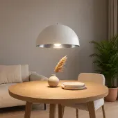 Artdelight Grote Hanglamp Gala Ø 50cm Wit Binnenkant Zilver
